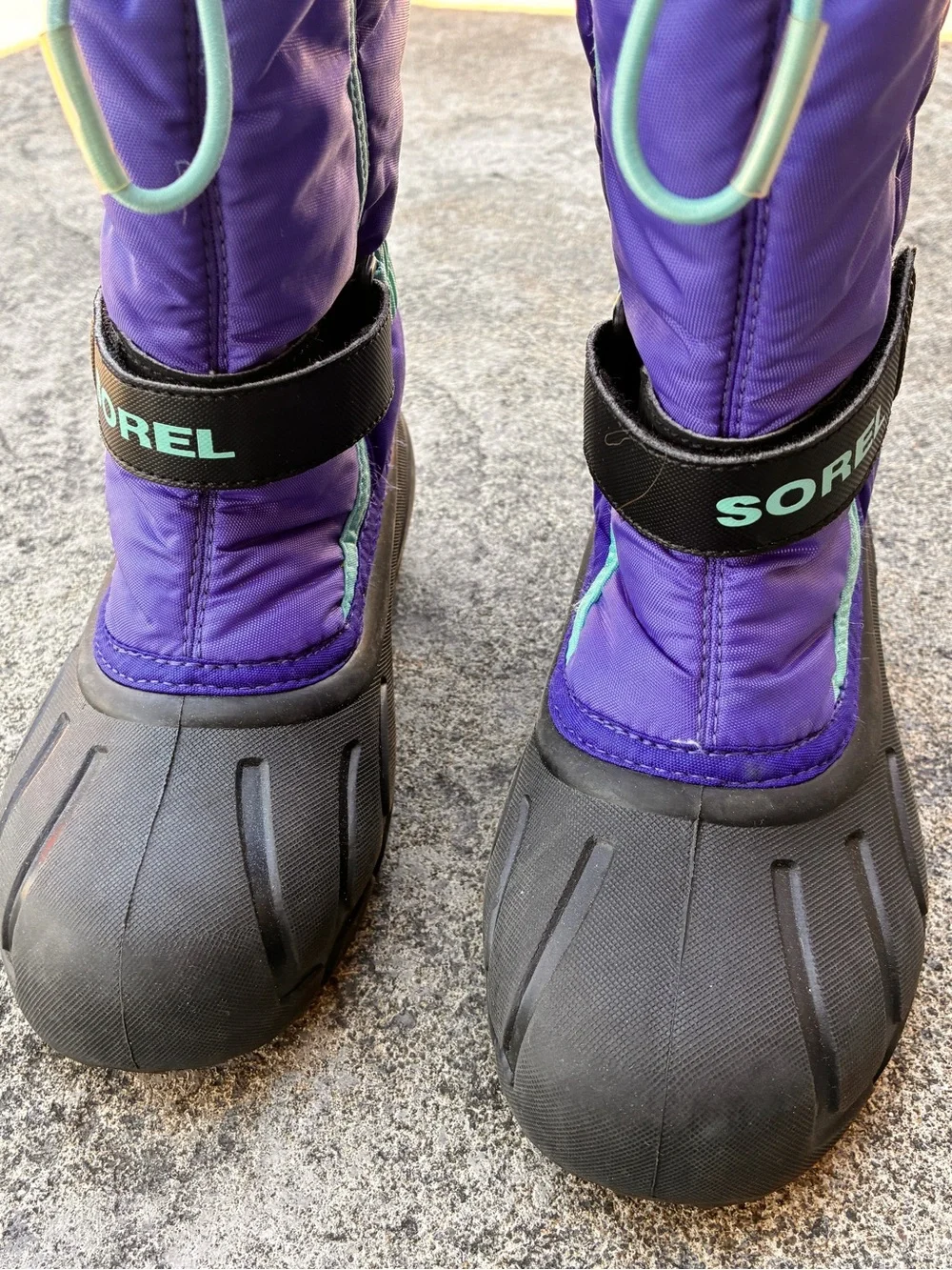 Sorel Flurry Kids Winter Snow Boots in Purple and Teal - Size US Youth 2